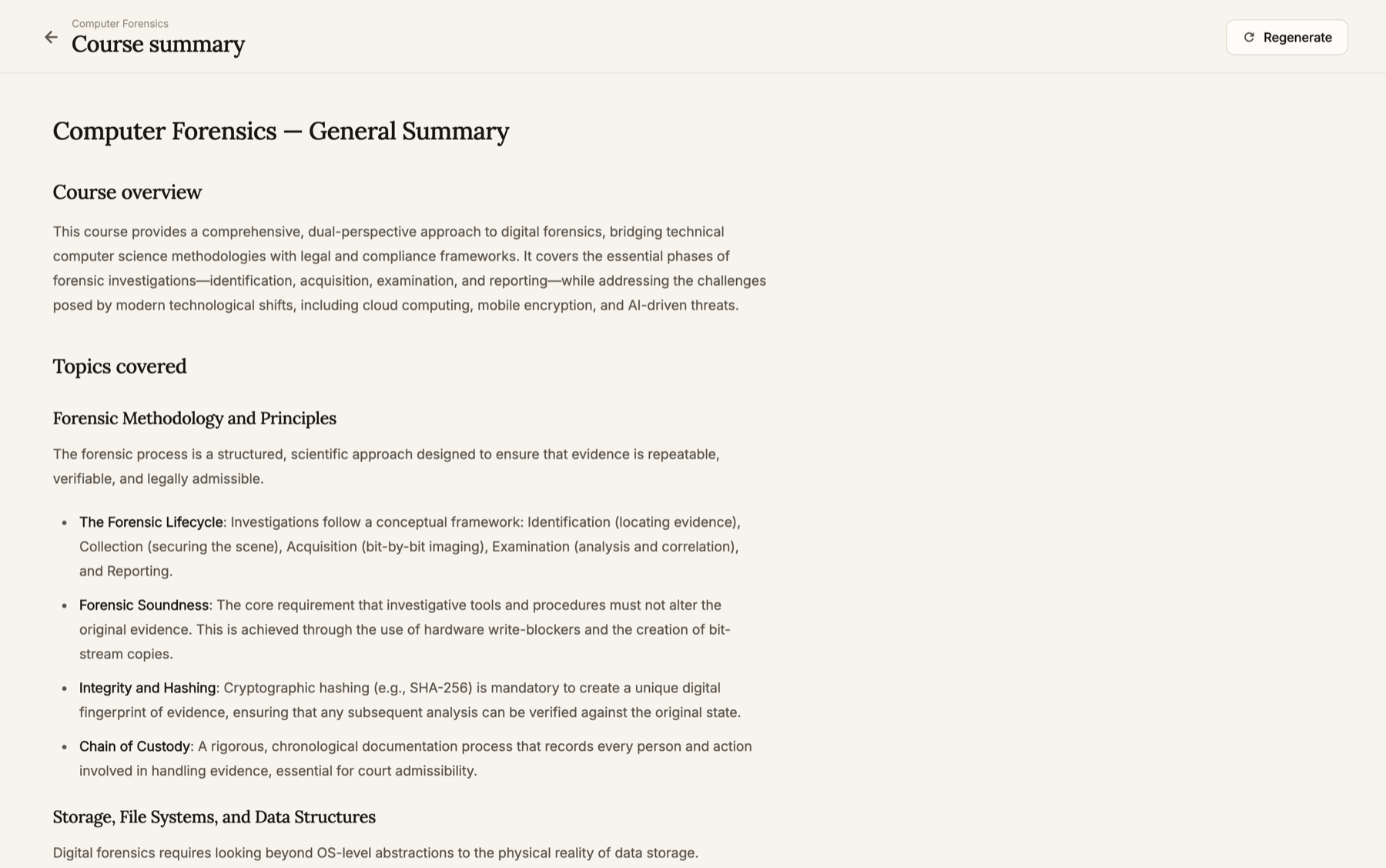 Lectio — course summary