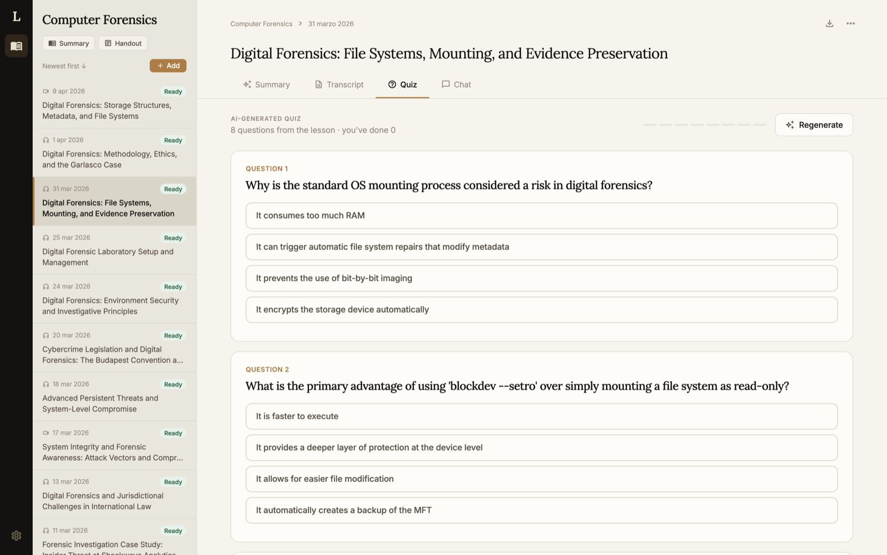 Lectio — quizzes from your lectures